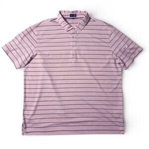 Stitch Performance Golf Polo Shirt Mens Size 2XL Pink Striped Stretch